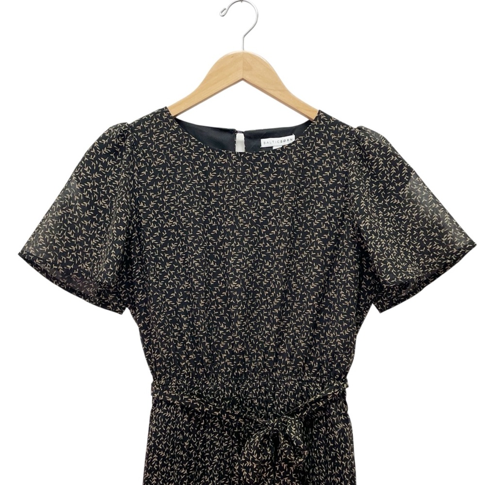 Baltic Born Black Midi Dress with Subtle Cream Print - Picture 7 of 14
